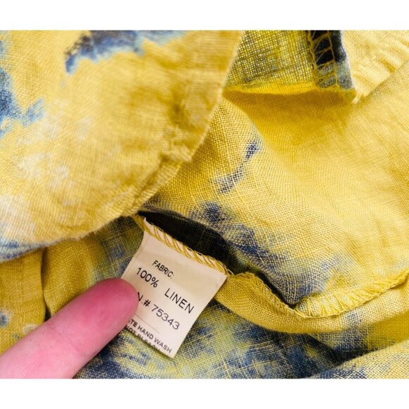 Yellow & Blue Tie-Dye Linen T-Shirt By Bella Dahl - Picture 2 of 6